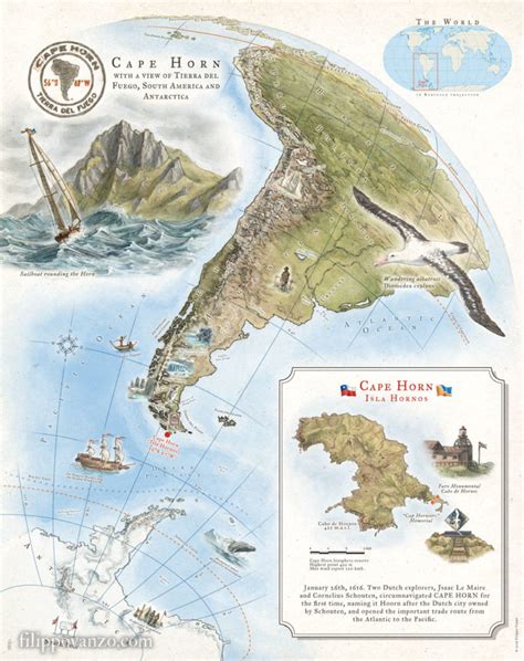 A map showing Cape Horn